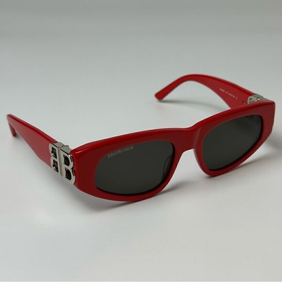 BALENCIAGA Sunglasses BB0095S 016 Red Silver Grey Women NEW main image 6